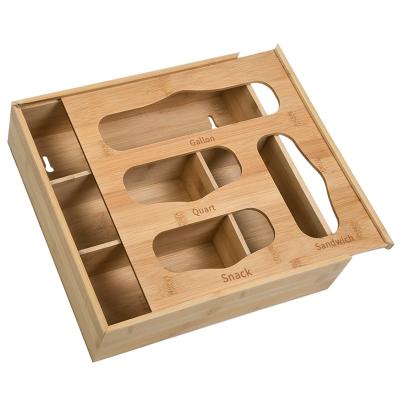 China Wholesale Custom Square Kitchen Drawer Storage Bamboo Organizer Set With Slider Viable for sale