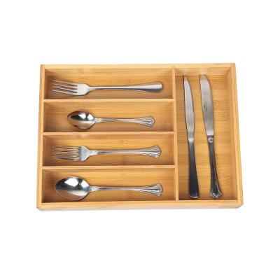 China Sustainable Kitchen Utensil Tray Drawer Organizer Bamboo Silverware Bamboo Wooden Tray For Drawer for sale