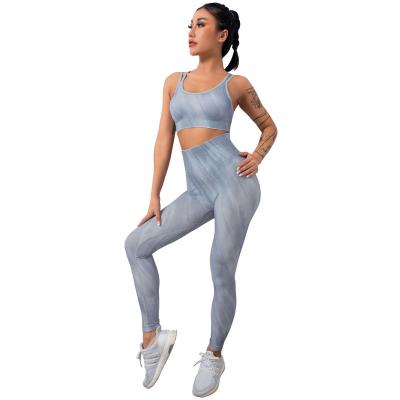 China New Breathable Summer Women 2 Piece Sports Set Top Fitness Crop Shorts Yoga Set for sale