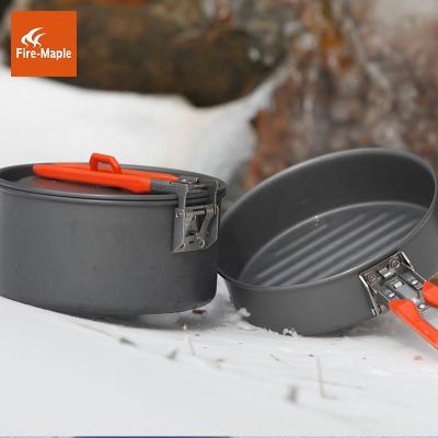 China Manual FEAST Fire-maple 2 kit black cookware fry pan and outdoor camping pot and kettle for sale