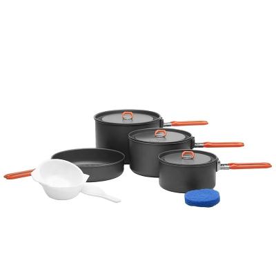 China Fire-maple manual FESTIVAL 5 kits orange camping cookware outdoor stove and 3 pots increasing equipment for sale