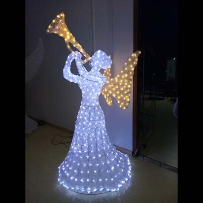 China Outdoor Led Light String Color Changing Angels With Trumpet Glass Angel With Led Light for sale