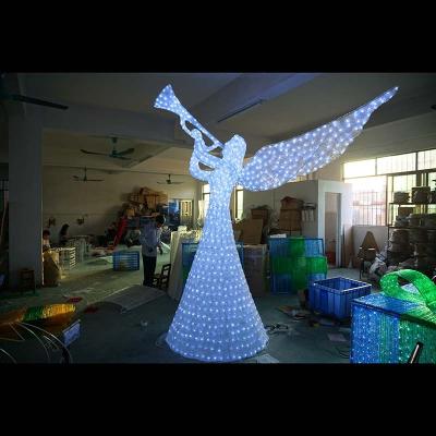 China Outdoor Christmas Light Led String Iron Metal Led Christmas Acrylic Angel Figurines for sale