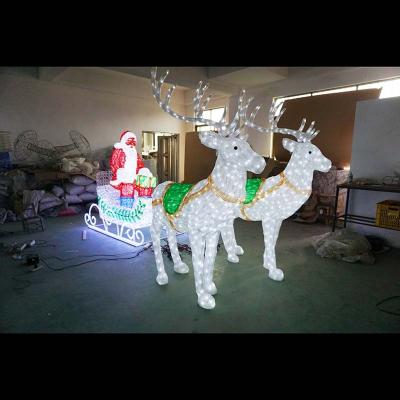 China Led String Light Led Santa Claus Metal Reindeer Sleigh Plastic Light With Sleigh And Reindeer for sale