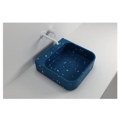 China New Design Durable Dark Blue Wash Basin Hot Sale Artificial Stone Vanity Top Stone for sale