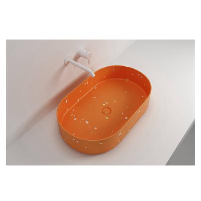 China Durable Full Body Terrazzo Hard Orange Colorful Popular Wash Basin Design Indoor And Outdoor Sink for sale