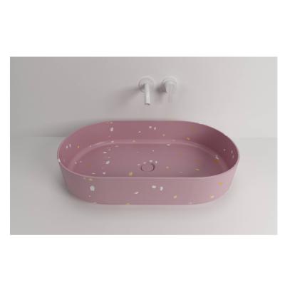 China Durable Full Body Terrazzo Hard Orange Colorful Popular Wash Basin Design Indoor And Outdoor Sink for sale