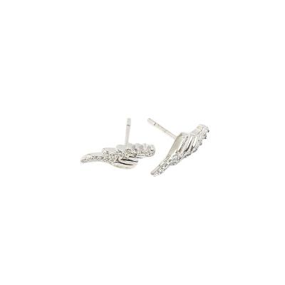 China BOHEMIA New Arrival 925 Silver Stud Earring Wholesale Custom Women Diamond Pave Wing Shaped Stud Earring for sale