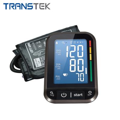 China TRANSTEK Extra Large Digital LCD Screen BP Monitor Tooth App Arm Cuff Plastic Blue Connector Electronic Automated Blood Pressure Device for sale