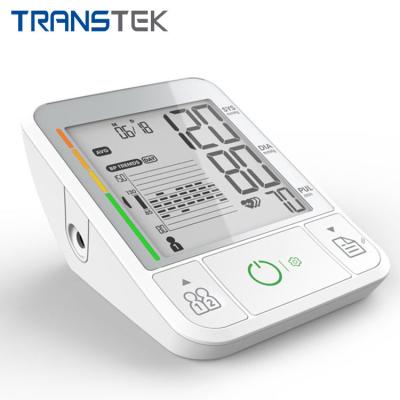 China TRANSTEK Digital Tooth Plastic Blue Intelligent Blood Pressure Machine Large LCD Display Electric BP Moniror With Arm Cuff for sale