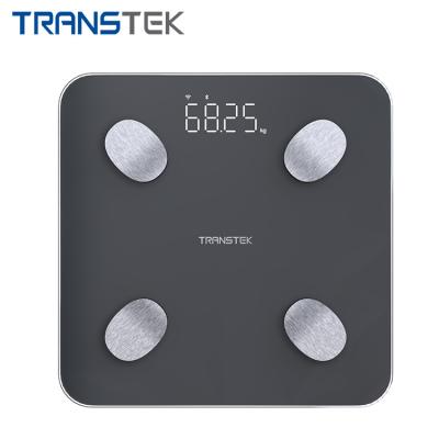 China TRANSTEK 6mm Wifi Tempered Glass Digital Smart WiFi BLE 5.0 Muscle Water Bone Analyzing Electronic Body Fat Balance Scale for sale