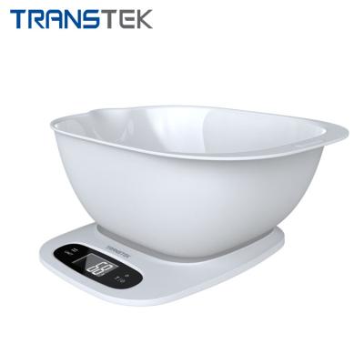 China Weight Measuring TRANSTEK Best Selling 5 Kg Household Food Weighing Grams Ounce Electronic Digital Kitchen Scale With Bowl for sale