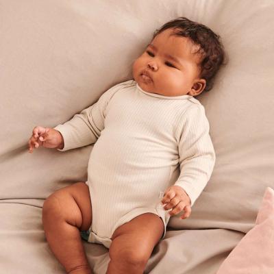 China Neutral Snoozzz Long Sleeve Ribbing Organic Cotton Baby Bamboo Neutral Rompers for sale