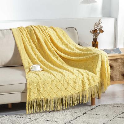 China Snoozzz Couch 60x50 Inches Anti-Static Boho Knitted Tassel Throw Blanket for sale