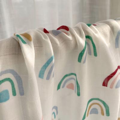 China Snoozzz 2021 New Summer PORTABLE 2 Layer Rainbow Bamboo Baby Blanket Wrap Muslin Wrap Blankets for sale