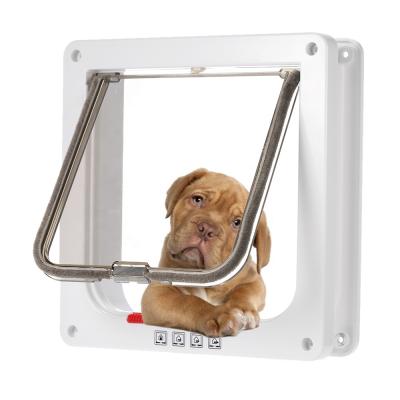 China Sustainable Plastic Cat Door 4 Way Locking Cat Flap Door Adjustable Smart Control Flap Interior Pet Door For Cat And Dog for sale