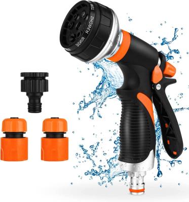 China Variable Flow Controls Garden Spray High Quality Metal 8 Function Garden Spray Nozzle Hand Sprayer High Pressure Spray Gun For Garden Hose Sidewalk for sale