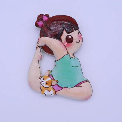 China Shape 3D Cartoon Resin Yoga Girl Promotional Cute Custom Fridge Magnet Rubber Fridge Magnets for sale