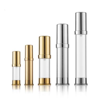 China Wholesale 15ml 20ml 30ml Recyclable Silver Gold Plastic Bottle Manufacturers Vacuum Empty PP Bottles Pump Mist Spray Cosmetic Bottle for sale