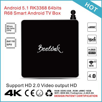 Китай Медиа-проигрыватель сердечника коробки RK3368 64Bits Octa TV андроида Beelink R68 умный продается