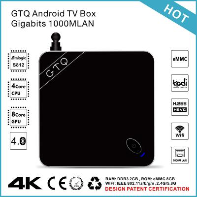 China Androide 5,1 Media Player quad-core del GTQ Amlogic s812 con Lan/H.265 Hevc del gigabit en venta