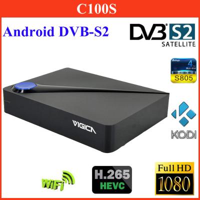 China Kern-Google-Fernsehspieler Vigica C100S androider DVB-S2 kombinierter Digital Fernsehempfänger-AML S805 Qual mit CCCAM/4 USB/1GB/8GB zu verkaufen