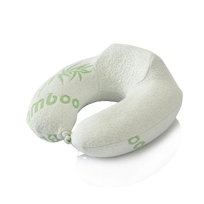 China Anti Snoring Factory Price U Shape Bamboo Fiber Fabric Memory Foam Travel Neck Pillow For Car And Running for sale