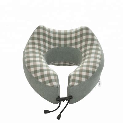 China Hot Sale New Design 100% Washed Cotton Cover Travel Neck Pillow Memory Foam Massage For Neck Pain Relief for sale