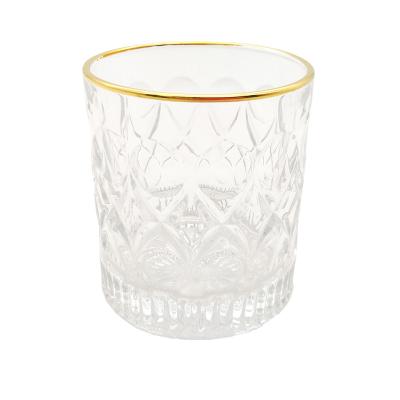 China Top Quality Popular Hot Sales 12oz Whiskey Glass With Gold Rim Wholesale Glassware for sale