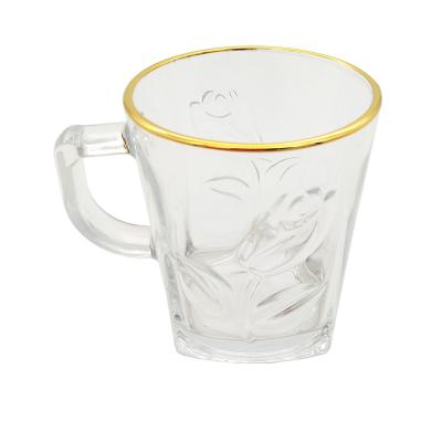 China Top Quality 9oz Nice Whiskey Glass Mug With Gold Rim Wholesale Suppliers for sale