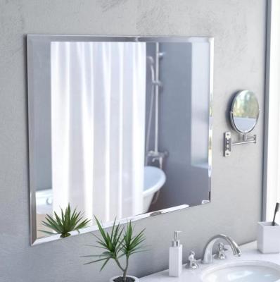 China Minimalist factory price China single view / frameless bathroom beveled glass mirror wall mounted mirror for sale