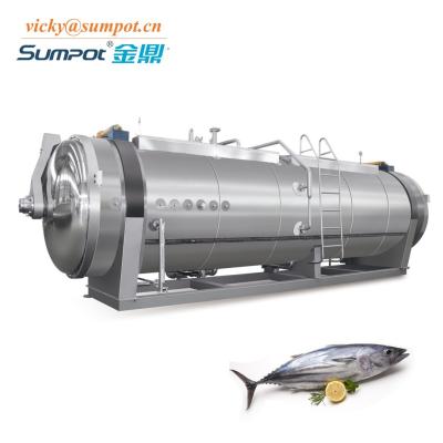 China SUMPOT Tuna Fish Steam Pre Cooker Machine Full Automatic Efficient Energy Saving Food Processor/Fish Food Cooler for sale