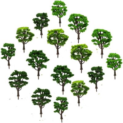 China Slot Toy S0601 Model Railway 16pcs Mixed Scenic Size HO Scale Green Model Trees Yard for sale