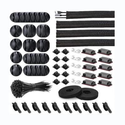 China Dibaigou 152Pcs Cable Wire Organizer Sleeve Cable Holder Organizer Straps for TV PC Computer Under Office Desk Cable Management Kit for sale