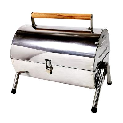 China OEM Easily Assembled Black Stainless Steel Barrel BBQ Grill Portable Camping for sale