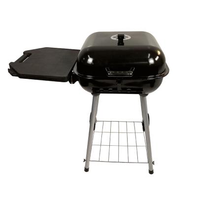 China Large Size Folding Garden Charcoal Burger Adjustable Home Square Grill BBQ Grill With Side Shelf for sale