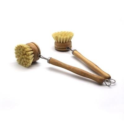 China Sustainable Sisal Bristle Bamboo Dish Brushes Eco Friendly for sale