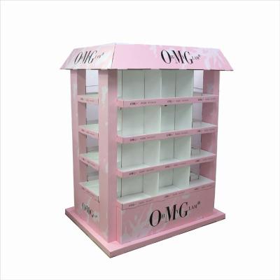 China With Hook/Tier Custom Design Makeup Rack Beauty Salon Multi-Tier Shelf Showcase Cosmetic Makeup Display Cabinet for sale