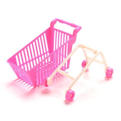 China Miniature 1:12 Mini Toy Dollhouse Accessories Children Presents Decoration Plastic Shopping Cart Bag Blind Box For Children for sale