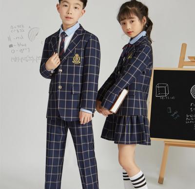 China Comfortable School Uniform Suit Plaid Coat Pants Uniform Skirt Sets for sale