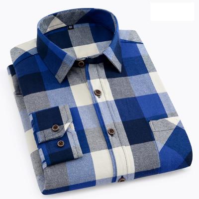 China Anti-pilling 2019 custom plaid cotton heavy clothes wholesale long sleeve shirt for sale