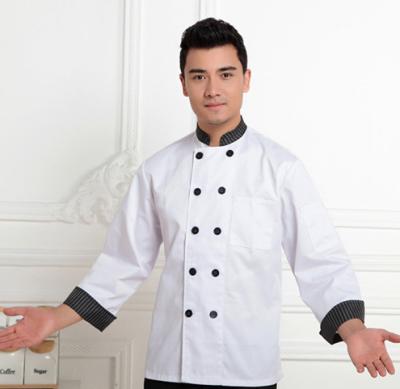 China restaurant & Crossed Bar Chef Uniform Stand Collar White Uniforms Coat Design for sale