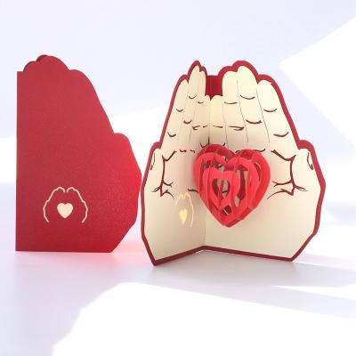 China Custom Europe 3d Heart Blank Paper Printing Valentine's Day Greeting Cards For Greetings for sale