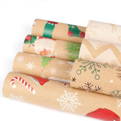 China Waterproof Custom Brown Paper Festival Gift Wrapping Christmas Wrapping Paper for sale