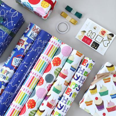 China Waterproof Kids Birthday Wrapping Personalized Waterproof Custom Gift Wrapping Paper for sale