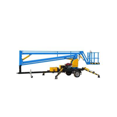 China Anti-skid Work Platform 360 degree rotation Towable Cherry Picker Boom Lift for sale