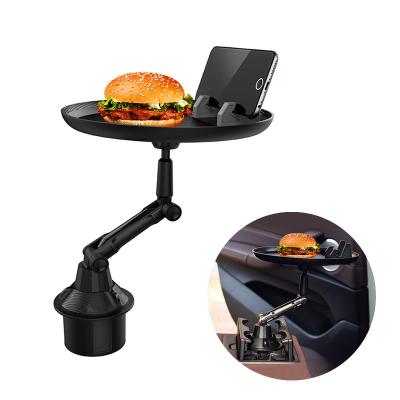 China High Temperature Car Tray Table Drink Holder Folding Adjustable With Flange Phone Holder Mount Car Food Table For Cup Drink Bottle Swivel for sale