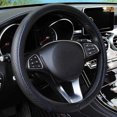 China Comfortable Drive Feeling 37-39cm Car Steering Wheel Cover Embossing Anti-Skid Leather Auto Steering Wheel Cover Car-Styling Accessories for sale