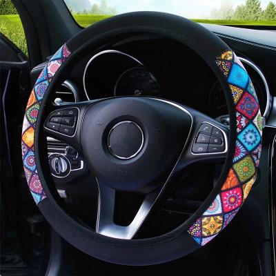 China Perfectly Fit No Ring Diving Material Fashion Interior Color Matching New Hubcap Fashion Trend Car Handle Elastic Steering Cover for sale