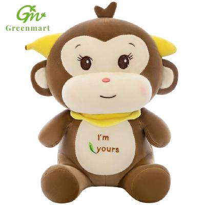 China Cute Cartoon Greenmart Plush Monkey Rag Doll Tile Girl Sleep Bed Cartoon Fruit Monkey Doll for sale